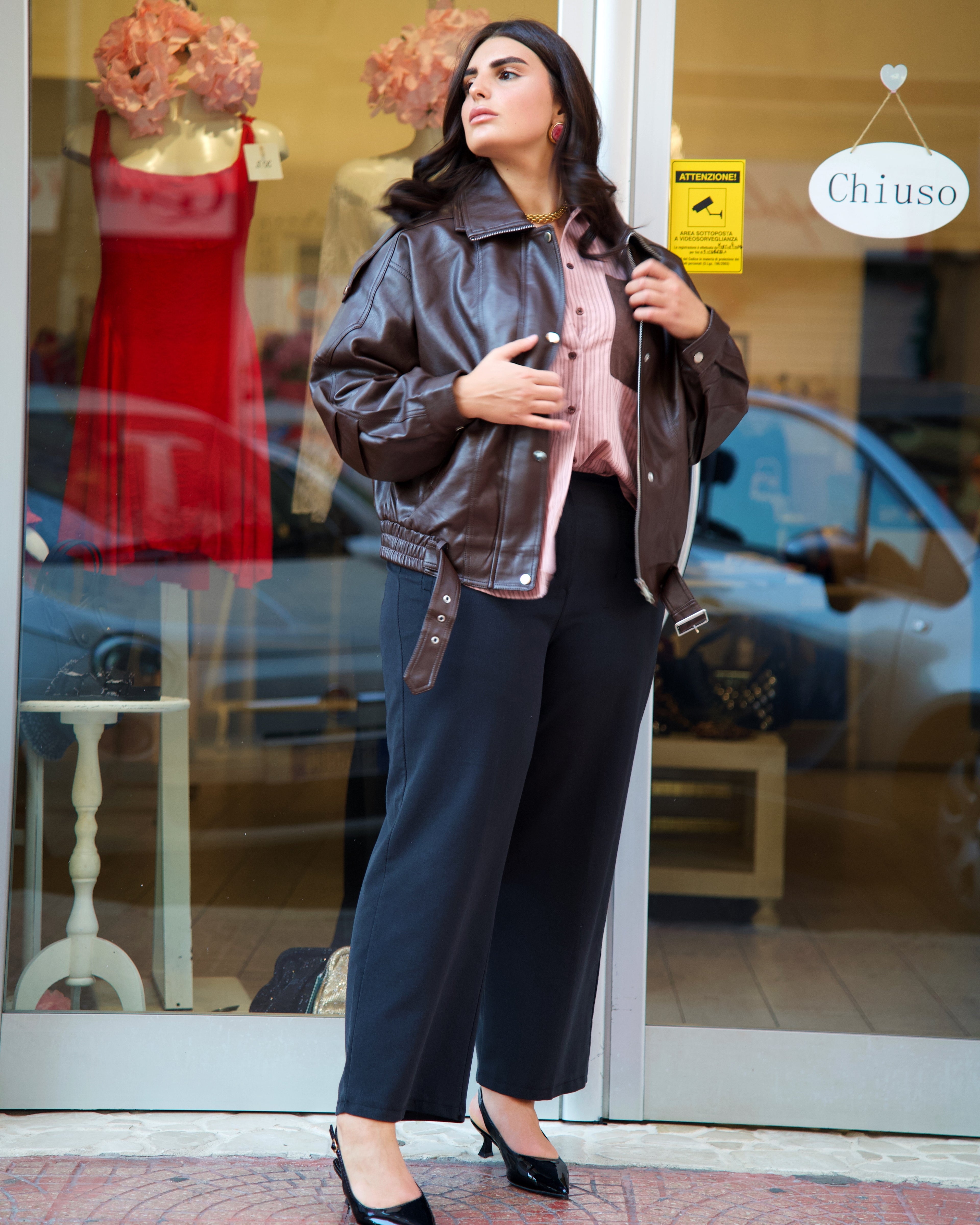 Bomber oversize in pelle