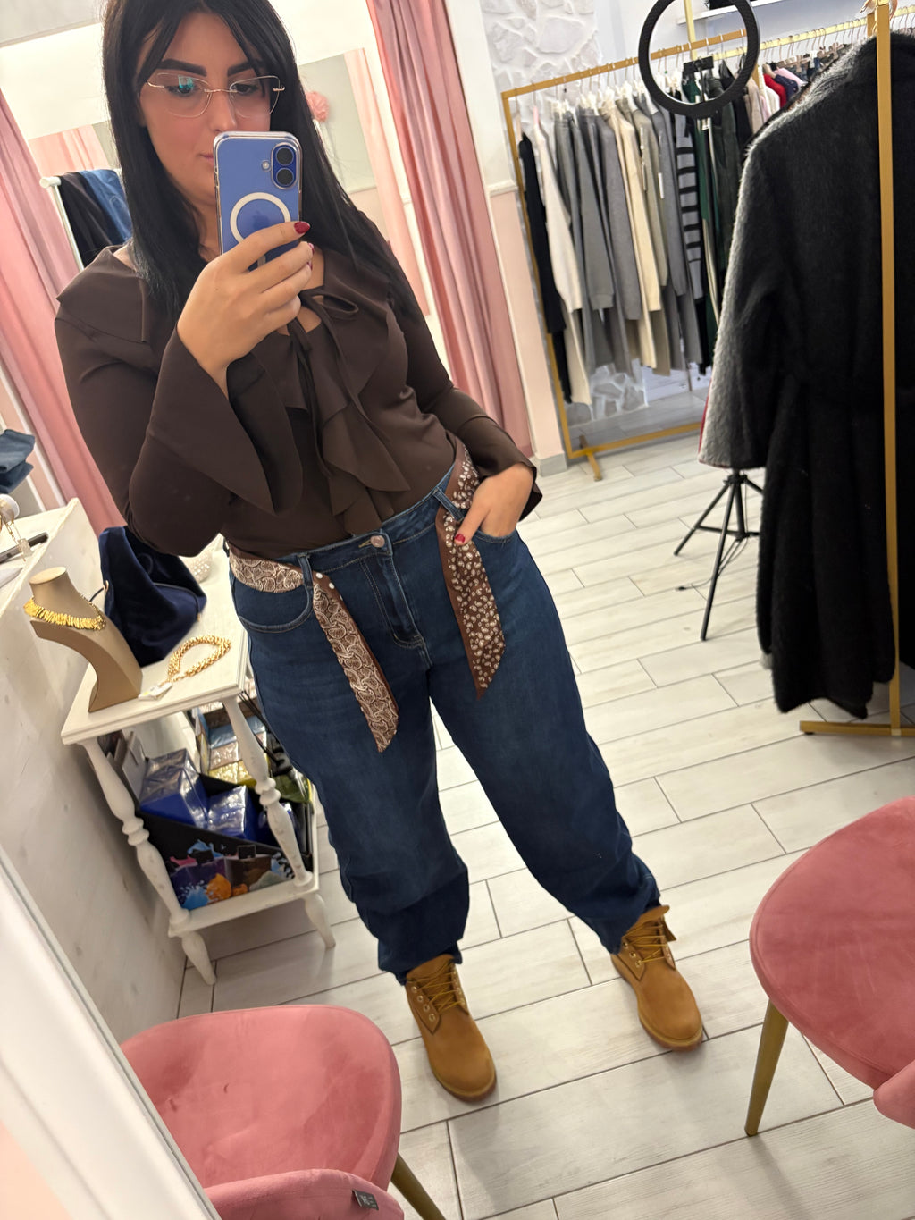 Jeans Balloon con foulard