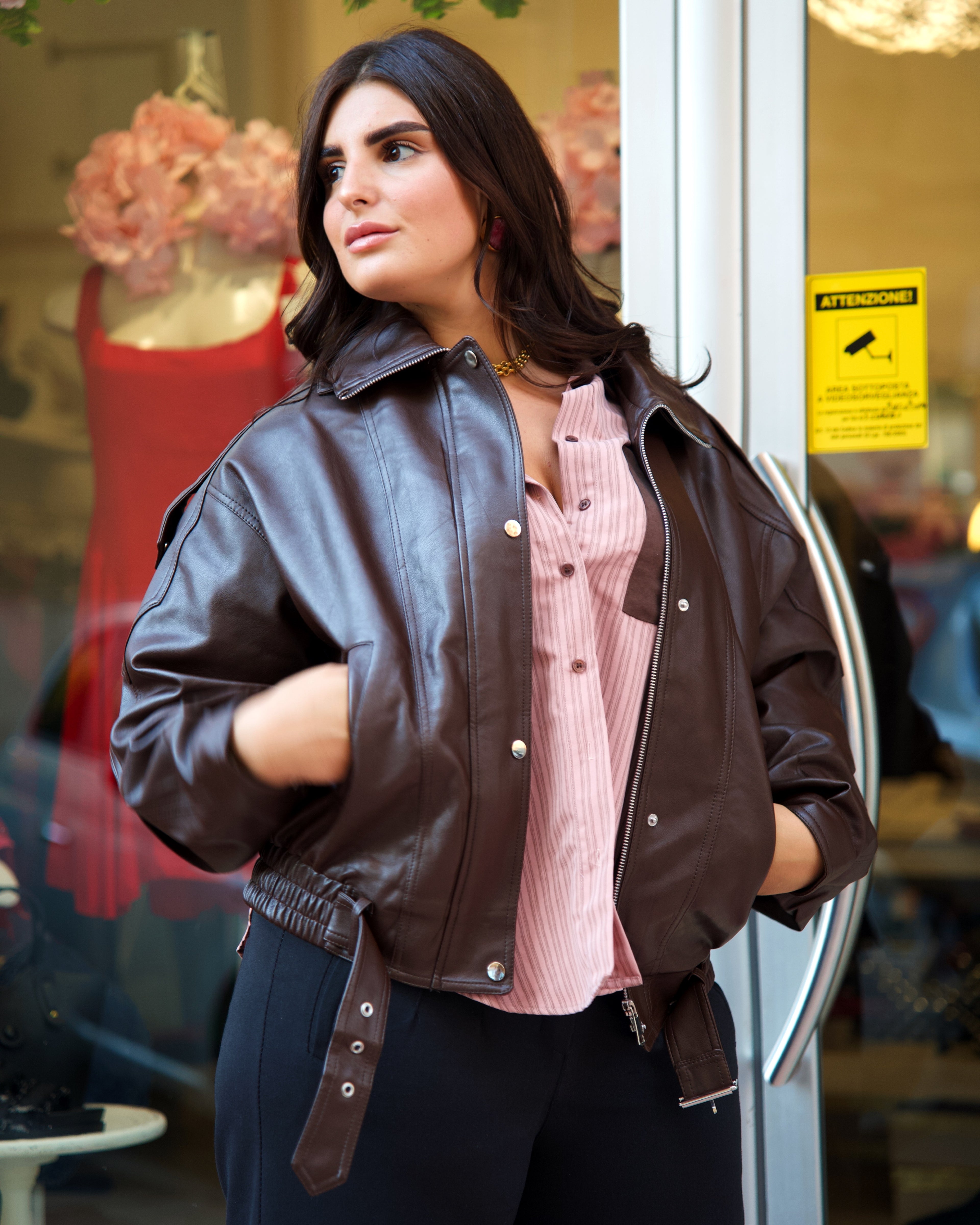Bomber oversize in pelle