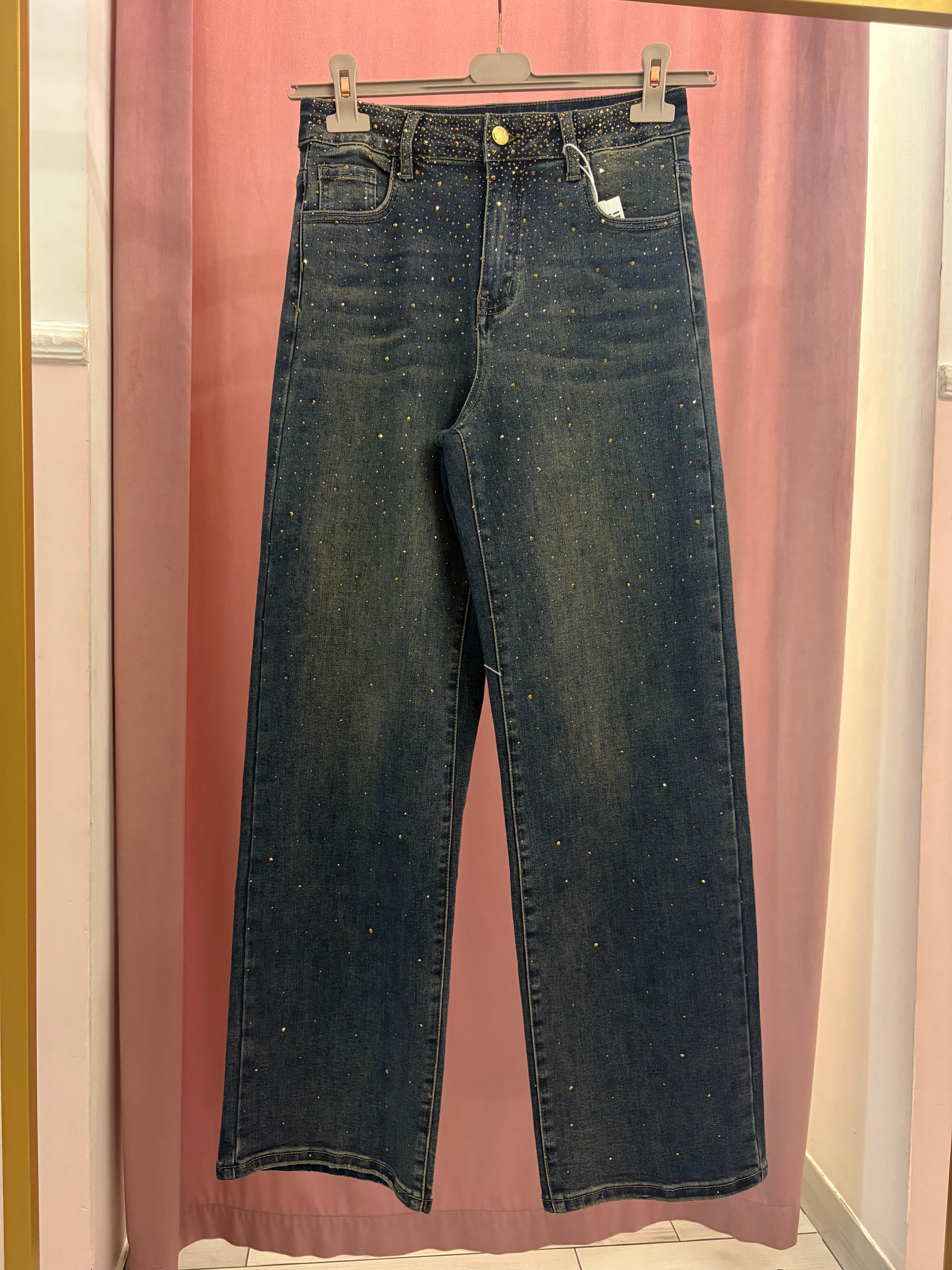 Jeans Straight Fit brillantinato