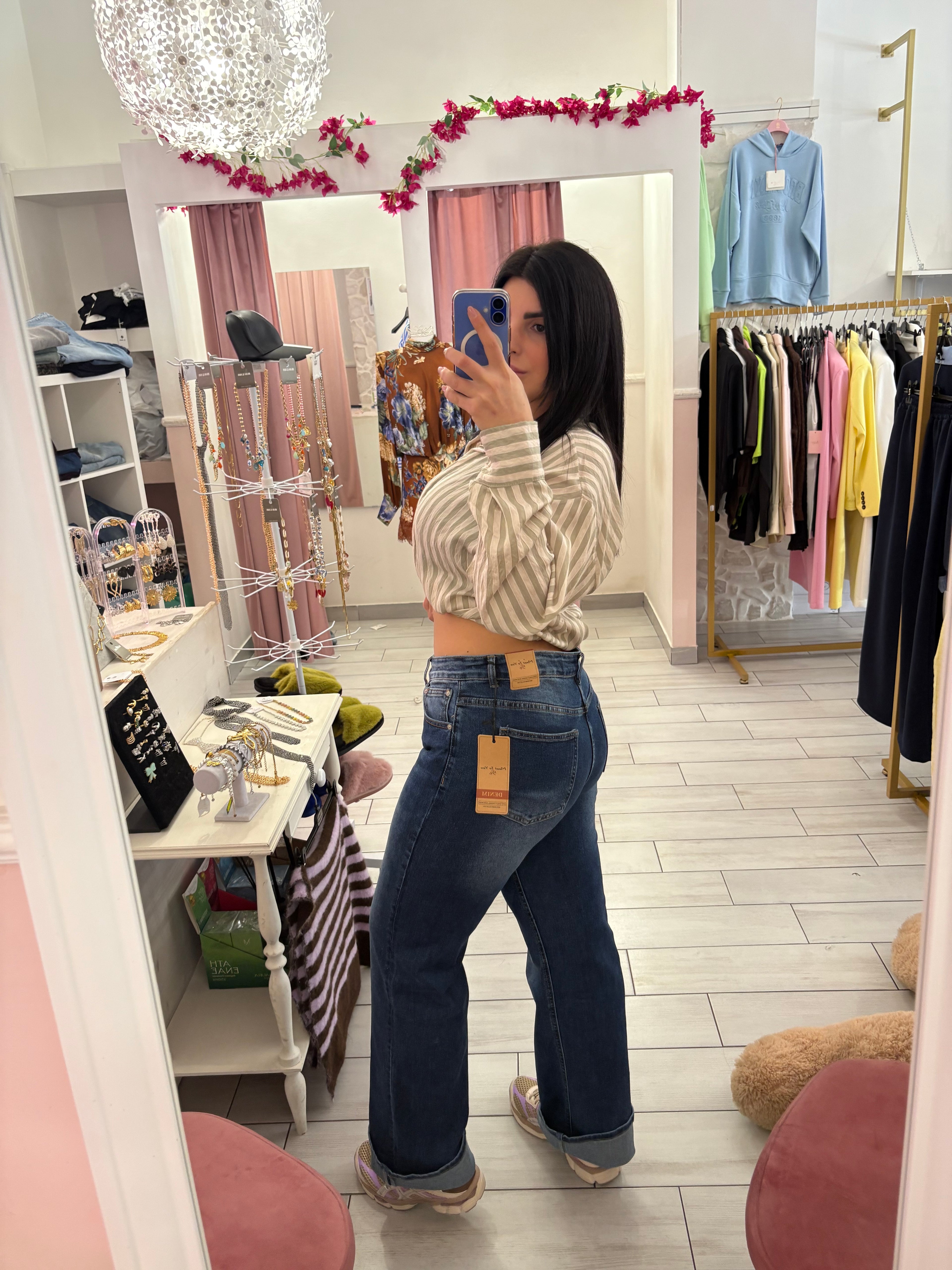 Jeans wid leg blu