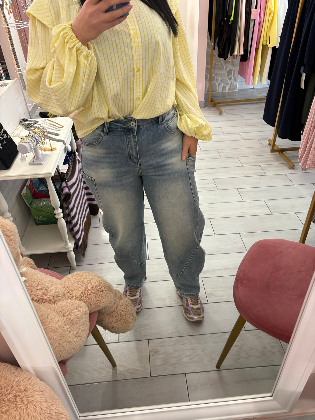 Jeans sabbiato tasca laterale