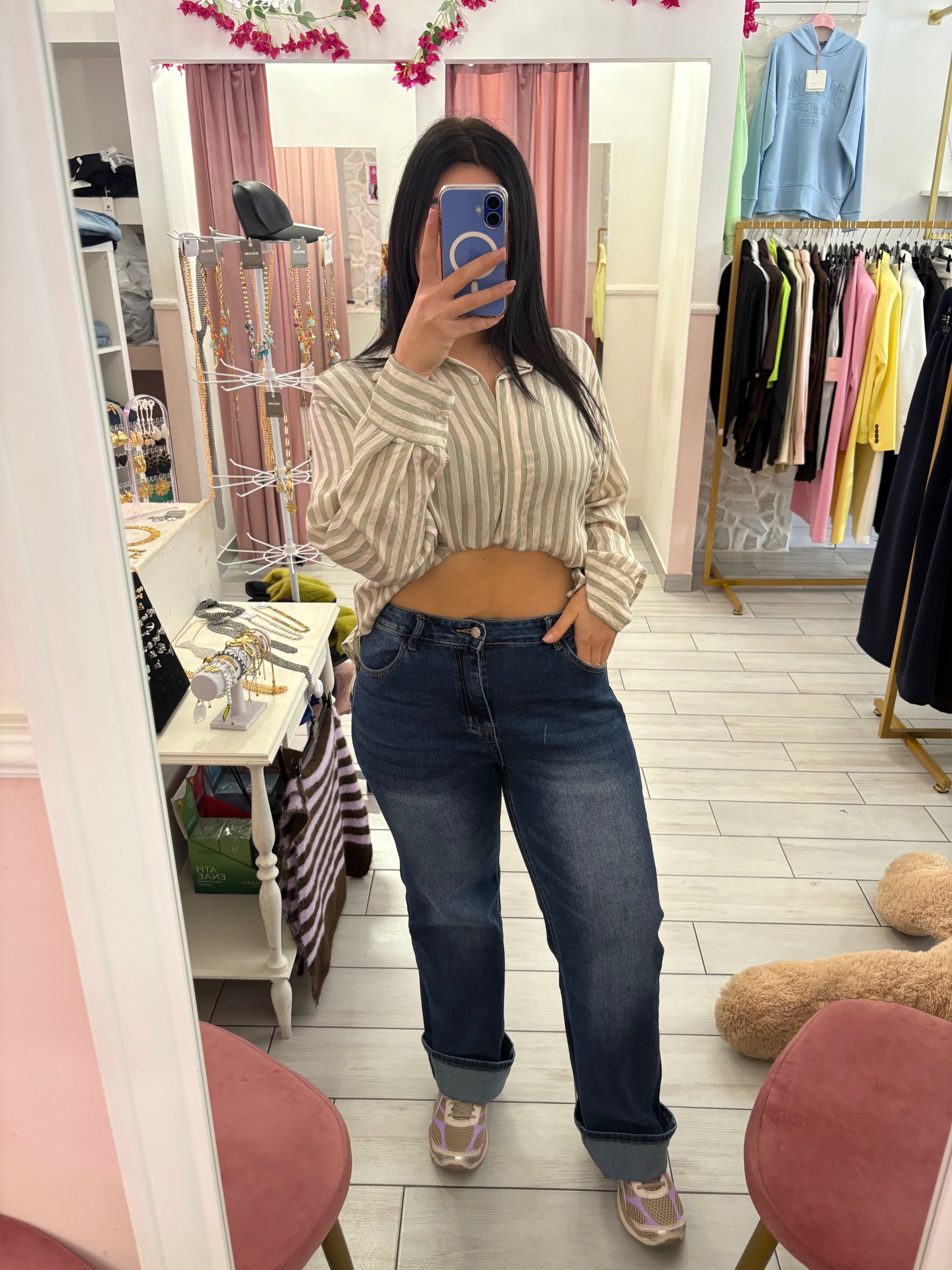 Jeans wid leg blu