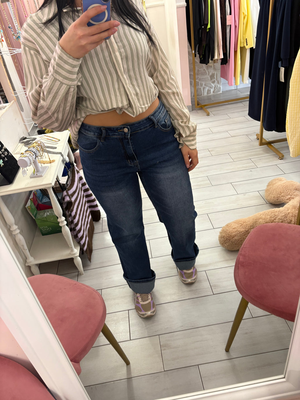 Jeans wid leg blu