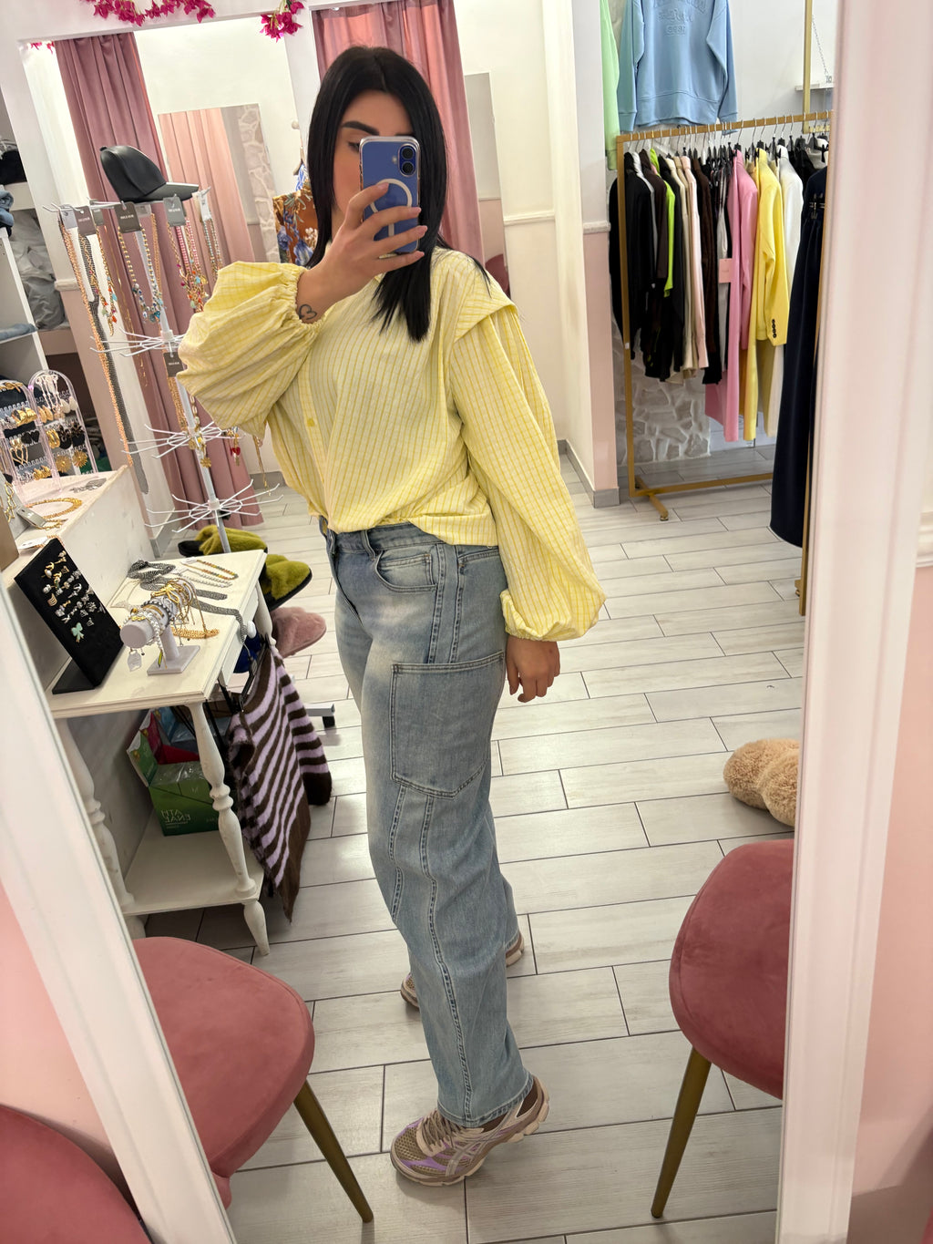 Jeans sabbiato tasca laterale